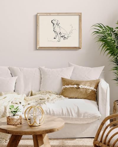 Vodefoad Vintage Dog Sketch Retro Wall Art Labrador Retriever Ink Drawing Print Boho Neutral Line Art Boy Room Nursery Decor - 11x14Inch Unframe - Image 2