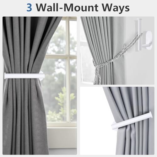 4pcs Curtain Holdbacks, Screw-in Curtain Tiebacks Curtain Tie Backs Curtain Holders for Wall Mounted Curtain Pull Backs for Drapes, Curtain Side Holders Hooks, 304 Stainless Steels, White - Image 5