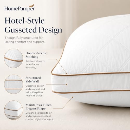Pillows Standard Size Set of 2, Bed Pillows for Sleeping with 100% Cotton Shell, Soft Supportive 3D Down Alternative Hotel Pillows, Gusseted Pillow Set for Side Back Stomach Sleepers, White - Image 6