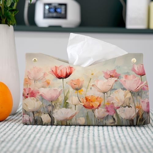 Spring Floral Tissue Box Cover Rectangle for Office Desk Decor - Image 2