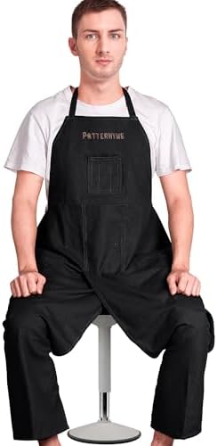 Full Coverage Pottery Apron Split Leg - 100% Cotton Canvas Potter's & Ceramics Aprons with Pockets for Women & Men - Image 2
