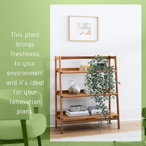 Fake Hanging Plant with Pot Small Artificial Potted Vine Plants 28.7-in Long Faux drooping Foliage Plants for Shelf Home Office Indoor Outdoor Garden Greenery Decor (Black Pot) - Image 3