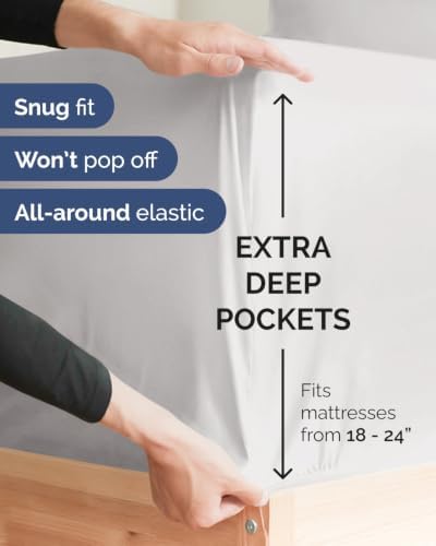 CGK Linens 2 Pack Extra Deep Cal King Fitted Sheets - French Grey - Image 2