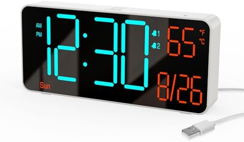 KOSUMOSU Small Digital Clock for Bedroom, 6.7in Desk Clock, Auto Dimming, Room Temperature, Day of The Week, Date, Seconds, Alarm Clocks for Bedrooms, Clocks for Living Room by KOSUMOSUTECHNOLOGY