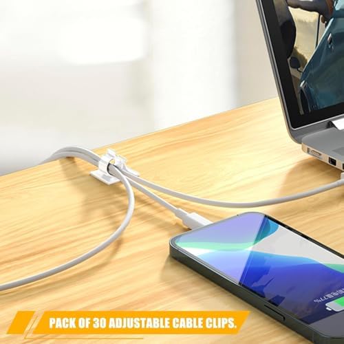 Viaky 30Pcs Self-Adhesive Cable Clips White,Adjustable Cable Organizer Clip - Image 2