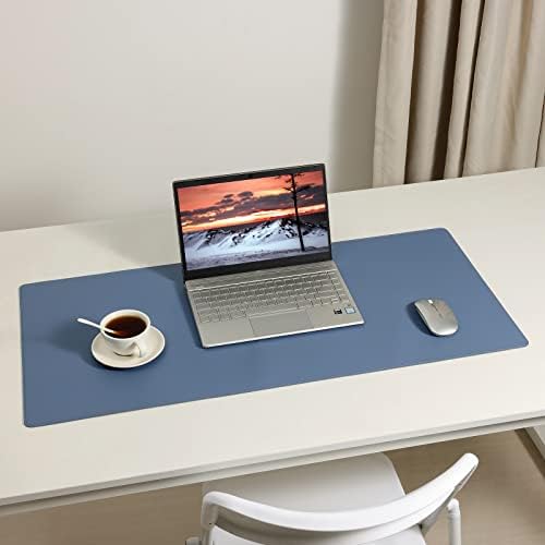Wolaile Faux Leather Desk Pad Blotter,Water and Slip Resistant Writing Desk Protector Mat,Blue Large Mouse Pad for Desktop/Office Home Table Cover,36x17 in - Image 6