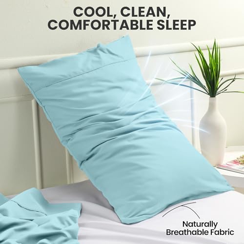 Pillow Covers Queen Set of 12, Soft and Comfy Pillow Cases, Spa Blue - Image 5