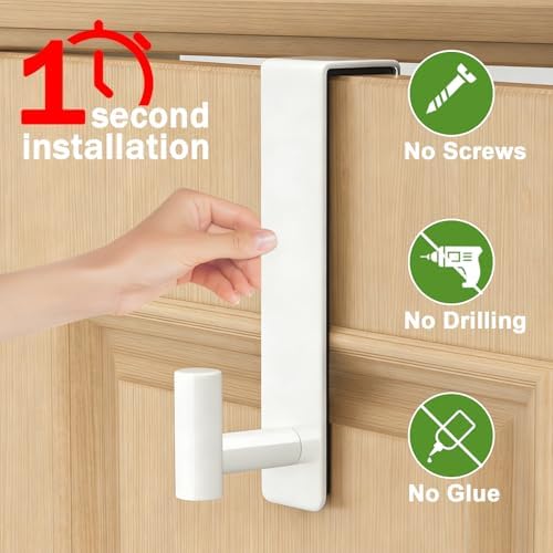 Stainless Steel Over The Door Hooks Heavy Duty, Bathroom Towel Holder Door Mount Coat Rack Towel Rack for Bedroom, Doors Hangers Towel Hooks for Bathroom Dorm Essentials (White, 2 Pack) - Image 3