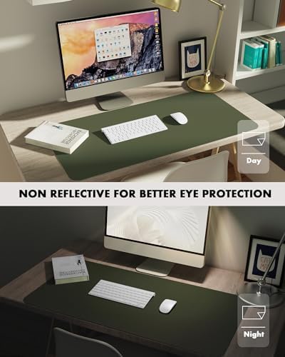 YSAGi Double-Sided Desk Pad, 23.6"x13.7" Leather Desk Mat, Eco Cork Desk Pad Protector, Large Mouse Pad for Desk, Waterproof Desk Blotter Pad, Desk Writing Pad for Office Work/Home(Dark Green/Cork) - Image 6