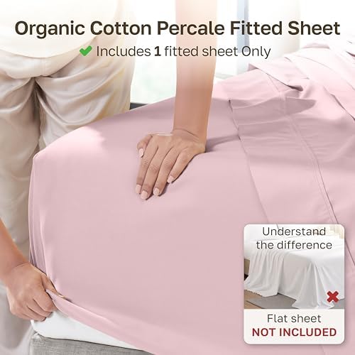 California Design Den Organic Cotton California King Fitted Sheet, Pink - Image 2