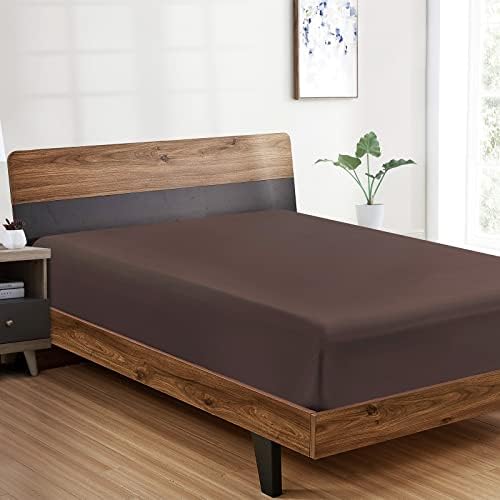 FreshCulture California King Fitted Sheet Only - Hotel Quality Fitted Sheet - Ultra Soft & Breathable - Brushed Microfiber - Deep Pocket - Cooling Fitted Sheets for Cal King Size Bed (Brown) by FreshCulture