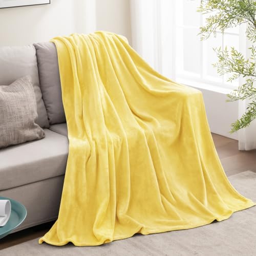 BEDELITE Fleece Blanket Soft Plush Throw for Couch Light Yellow 50"x60" - Image 6
