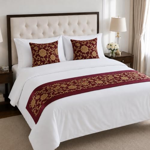 Jacquard Bed Runner Set with 2 Pillow Covers, No Filling, Bedding Decor by SEESNOW