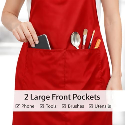 2/6/12/24 Pack Waterproof Aprons Bulk with Pockets, Polyester and PVC Coated Chef Aprons for Cooking, Painting, BBQ - Image 4