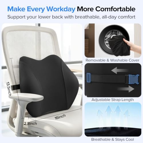 Lumbar Support Pillow for Office Chair, Lower Back Support, Pressure Relief - Image 7