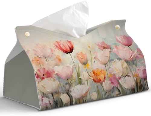 Spring Floral Tissue Box Cover Rectangle for Office Desk Decor by PaJiaNi