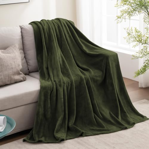BEDELITE Fleece Blanket Soft Plush Throw for Couch Olive Green 50"x60" - Image 6