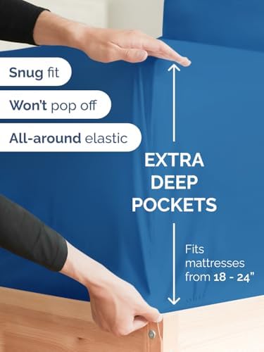 CGK Extra Deep Twin Single Fitted Sheet Only - Royal Blue - Image 2