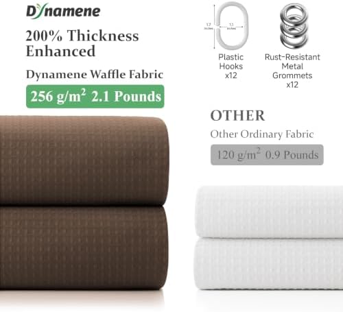 Dynamene Stall Waffle Shower Curtain 256 GSM Heavy Fabric 54x78 Brown - Image 5