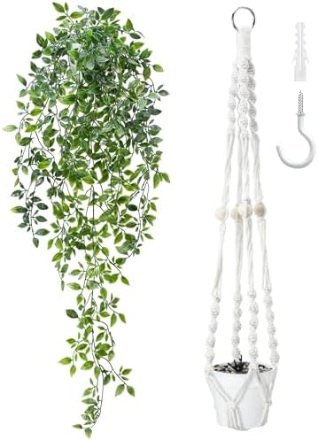 35.4" Fake Artificial Hanging Plant, Faux Mandala Ivy Vines Indoor by Sweetyear