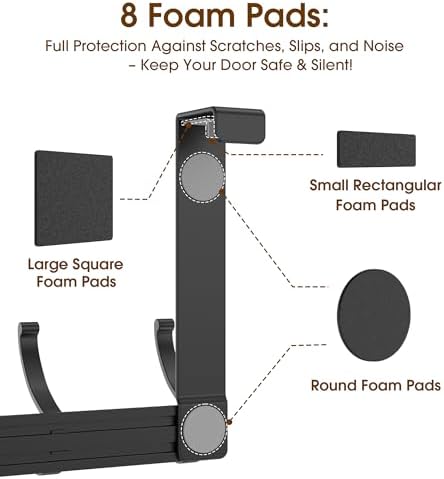 KitchLife Over The Door Hooks Hanger with 7 inches Extended Arms, Fits 1-3/8" Doors, F18U, Bathroom Towel Rack Organization, Thickened 6-Double Hook, Matte Black - Image 5