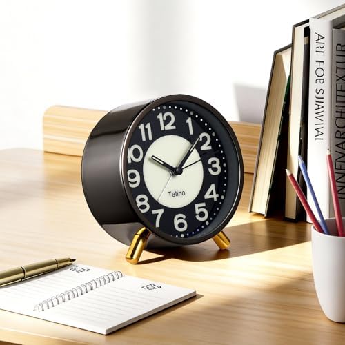Tetino Analog Alarm Clock,Silent Non Ticking Small Clock with Night Light, Battery Operated, Simple Design, Desk Clock for Bedroom, Bedside, Desk, Adult, Kid, Gift，Ideal Decor (Light Luxury Gray) - Image 7