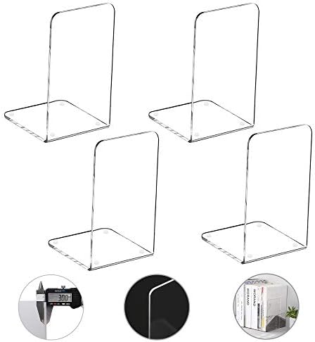 MerryNine Clear Acrylic Book Ends Bookends for Shelves by MerryNine