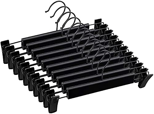 Pants Hangers with Clips, Skirt Hangers, 10 Pack, Black by Lamitocs