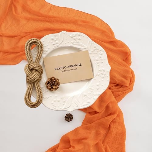 6Pcs Fall Orange Cheesecloth Table Runner 120 Inch Party Boho Home Decor - Image 3