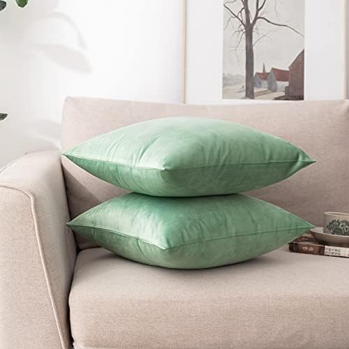 NiNi ALL SageGreen Velvet Throw Pillow Covers 28x28 Pack of 2 Decorative - Image 3