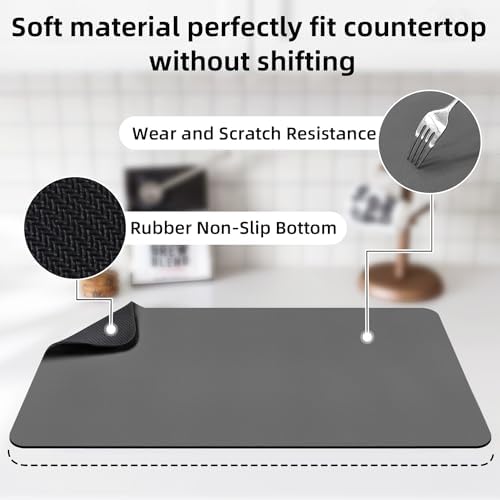 LOPNUR Large Dish Drying Mat for Kitchen Counter, 24"x16", Grey - Image 4