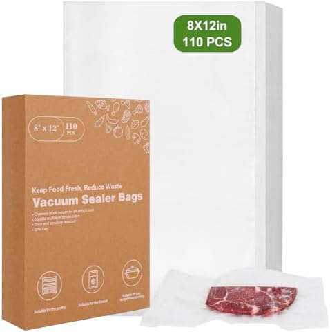 Vacuum Sealer Bags for Food Storage, 8" x 12" Vacuum Seal Bags, 110 Count by Moretoes