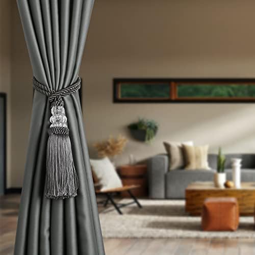 4 Pack Curtain Tiebacks with Tassel, Charcoal - Image 4