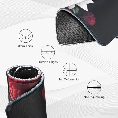 JIKIOU 3 Pack Mouse Pad with Stitched Edge, Portable Size-10.2x8.3in Peony - Image 3
