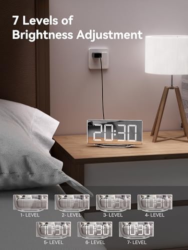 Digital Clock for Living Room, Slim LED Mirror Digital Alarm Clock - Image 2