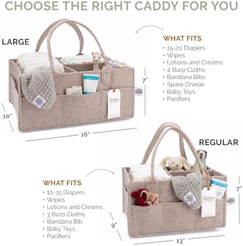 Parker Baby Co. Felt Diaper Caddy Organizer - Large, Oatmeal - Image 3