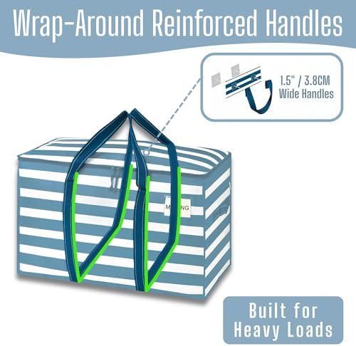 VENO 4 Pack Heavy Duty Moving Bags, Extra Large Storage Bags with Reinforced Handles & Strong Zippers, Foldable & Reusable Moving Box Alternative for Clothes & Dorm Storage - Image 3