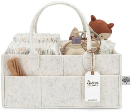 Parker Baby Co. Felt Diaper Caddy Organizer - Large, White by ParkerBabyCo