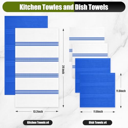 Silicone Oven Mitts and Pot Holders with Kitchen Towels and Dishcloths Sets, Baking Gloves Hot Pads 500°F Heat Resistant with Non-Slip Grip Surface, Mitts Set Includes 4 Kitchen Towels/4 Dish Towels - Image 3
