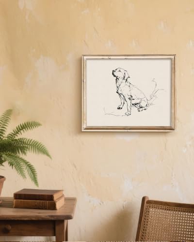 Vodefoad Vintage Dog Sketch Retro Wall Art Labrador Retriever Ink Drawing Print Boho Neutral Line Art Boy Room Nursery Decor - 11x14Inch Unframe - Image 7