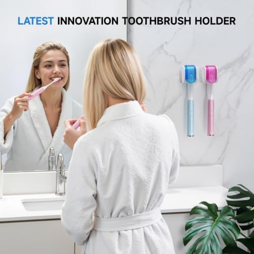 Toothbrush Holders for Bathrooms【Upgrade Single Slot Design】 Toothbrush Holder Wall Mounted with Cover Moisture-Proof and Dust-Proof Toothbrush Storage Organizer for Shower Family and Travel 2PCS - Image 3