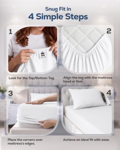 Pack of 2 Twin Fitted Sheet, Fits Up to 16 Inch Deep Pocket, White - Image 4