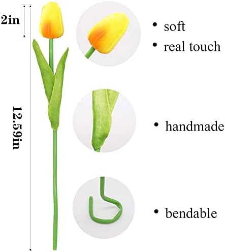 24pcs Multicolor Artificial Tulips Flowers Fake Faux PU Tulip Bouquet Real Touch Flower Arrangement for Home Decoration Excellent Gift Idea for Mothers Day（Multi） - Image 5