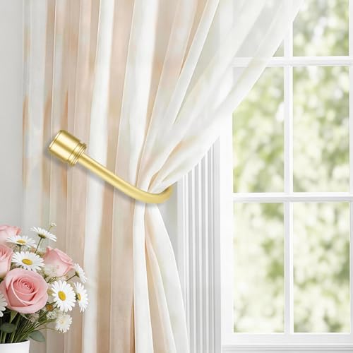 HOTOZON Curtain Holdbacks 2 Pack for Windows, Gold(1 Pair/2 Pack), Large - Image 2