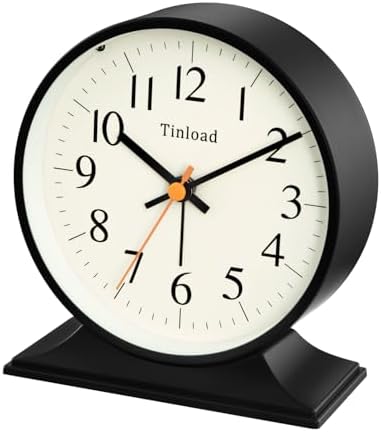 4.5"Retro Analog Alarm Clock,Vintage decor , Super Silent Non Ticking Small Clock with Manual Light, Snooze, Battery Operated, for Bedroom, Living Room, Office,Nightstand, Bedside, Desk ,Table(Black) - Image 6