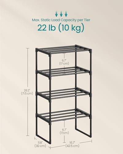 SONGMICS Shoe Rack, 4-Tier Shoe Organizer, Metal Storage Shelf - Image 2