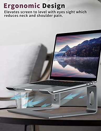 ALASHI Ergonomic Laptop Stand, Aluminum Desk Riser, 10-15.6", Grey - Image 5