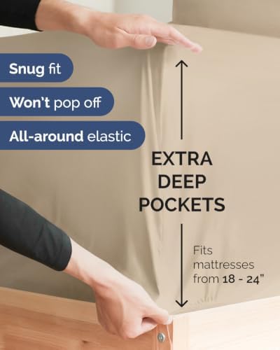 CGK Linens 2 Pack Extra Deep King Fitted Sheets - Cream - Image 2
