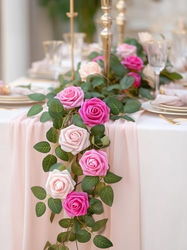 InnoGear Artificial Flowers, 100 Pcs Shades of Pink Foam Fake Roses Bulk with Stems for Decoration Celebration DIY Wedding Bouquets Centerpieces Bridal Shower Party Christmas Tree - Image 3