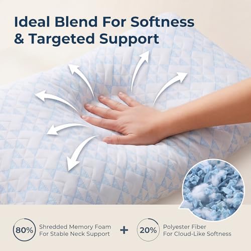 Alkyonos Shredded Memory Foam Pillows for Sleeping, Adjustable Firm Pillow for Side, Back and Stomach Sleepers, Very Soft ＆ Warm for Winter ＆ Spring, King Size Set of 2 - Image 3